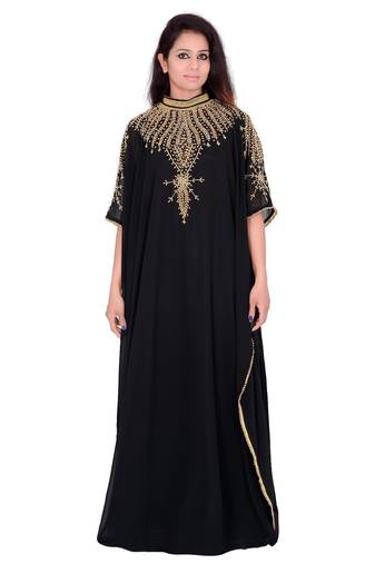 Black georgette embriodery stitched islamic kaftans