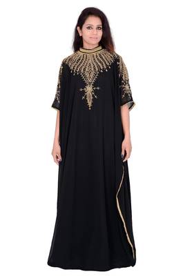 Black georgette embriodery stitched islamic kaftans 1