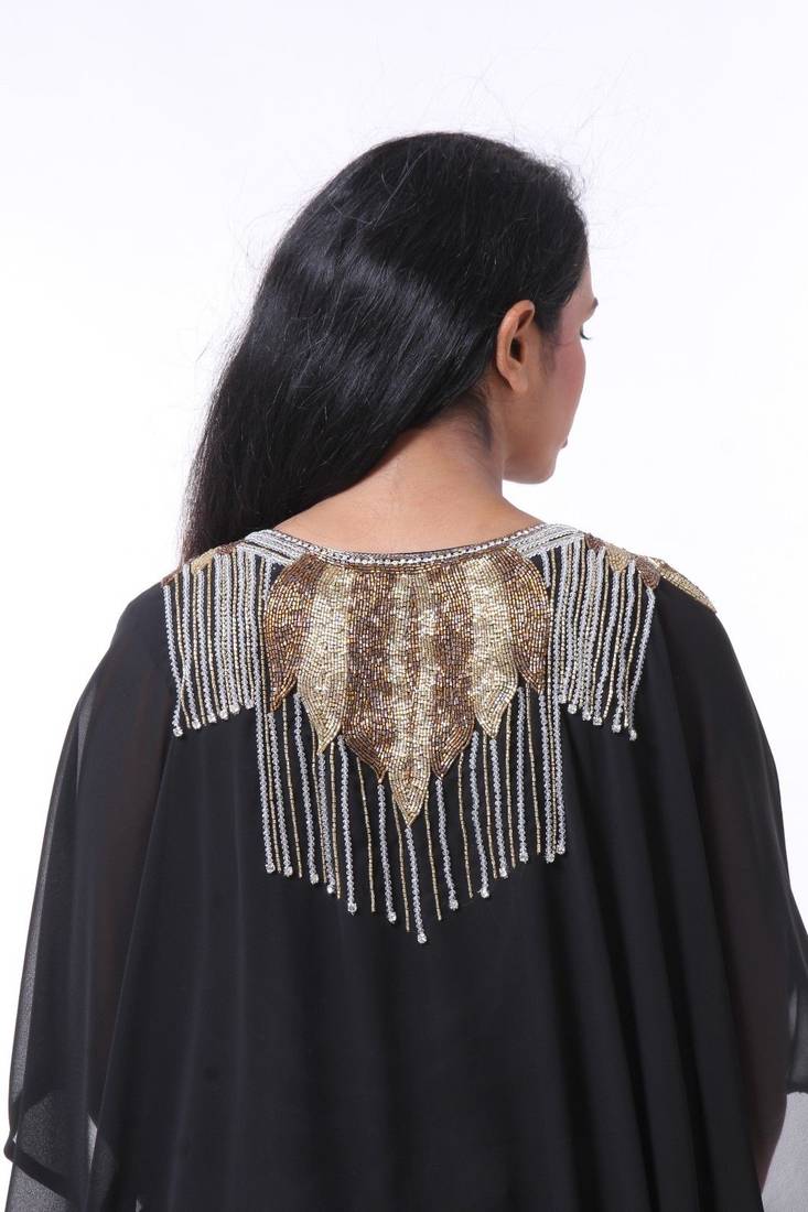 Black georgette embriodery stitched islamic kaftans