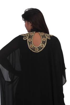 Black georgette embriodery stitched islamic kaftans 5