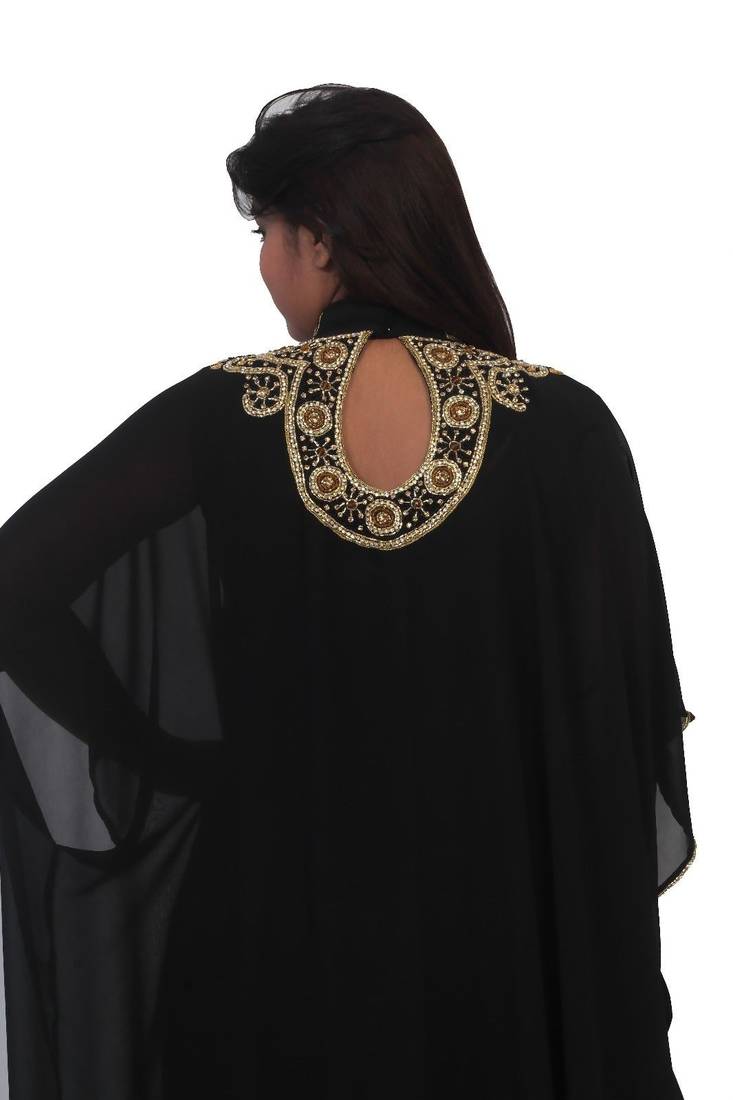 Black georgette embriodery stitched islamic kaftans