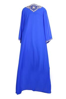 Royal blue georgette embriodery stitched islamic kaftans 3