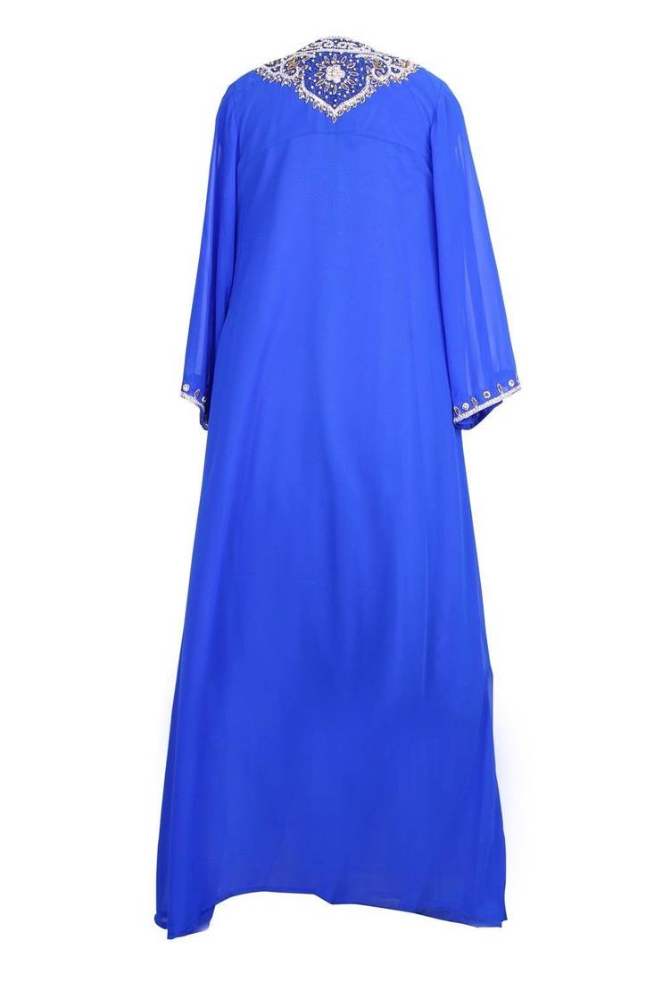 Royal blue georgette embriodery stitched islamic kaftans