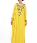 Yellow georgette embriodery stitched islamic kaftans