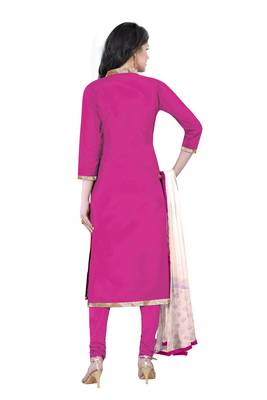 Pink embroidered cotton salwar with dupatta 2