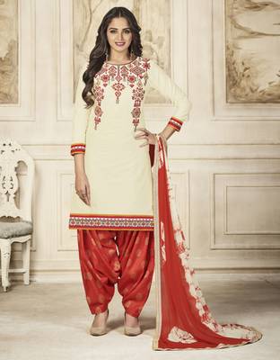 Off-white jacquard cotton salwar with dupatta 1