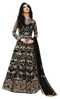 Black Embroidered Net Anarkali Suit 1