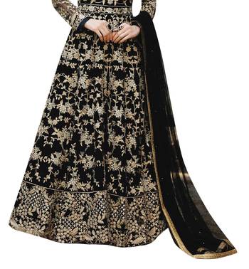 Black Embroidered Net Anarkali Suit 2