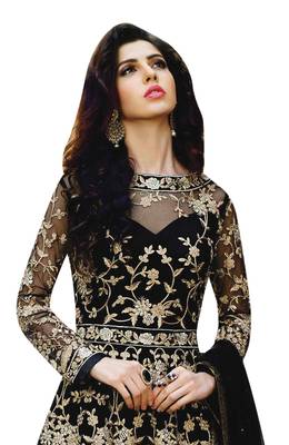 Black Embroidered Net Anarkali Suit 3