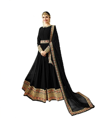 Black embroidered faux georgette salwar 