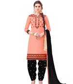 Peach embroidered cotton salwar