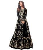 Black embroidered net semi salwar with dupatta