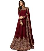 Maroon embroidered faux georgette Anarkali Suit