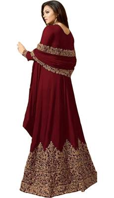 Maroon embroidered faux georgette Anarkali Suit 2