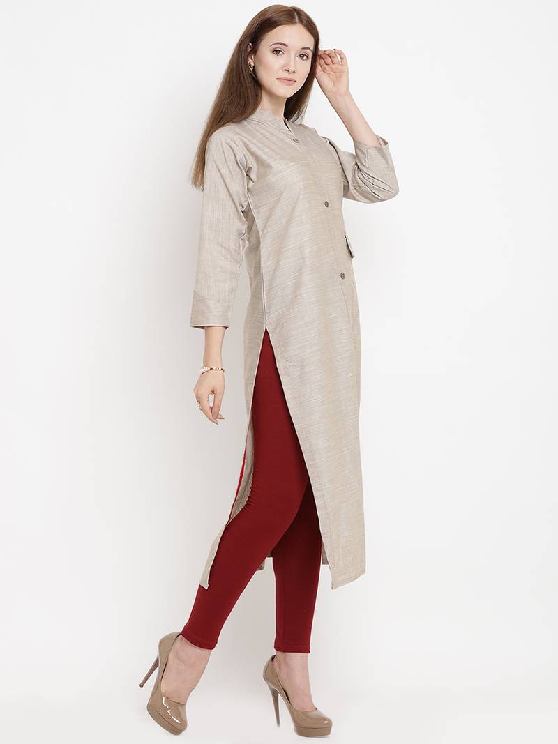 Brown plain cotton kurtis Yuri International 2668955