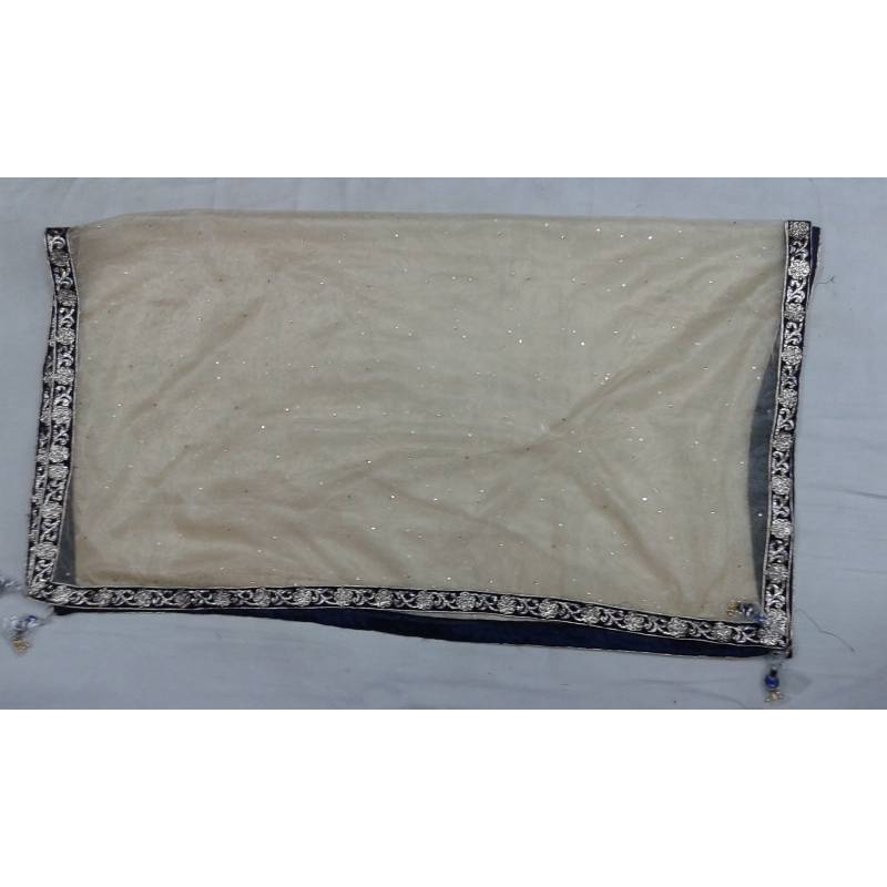 royal-blue embroidered velvet unstitched lehenga with dupatta