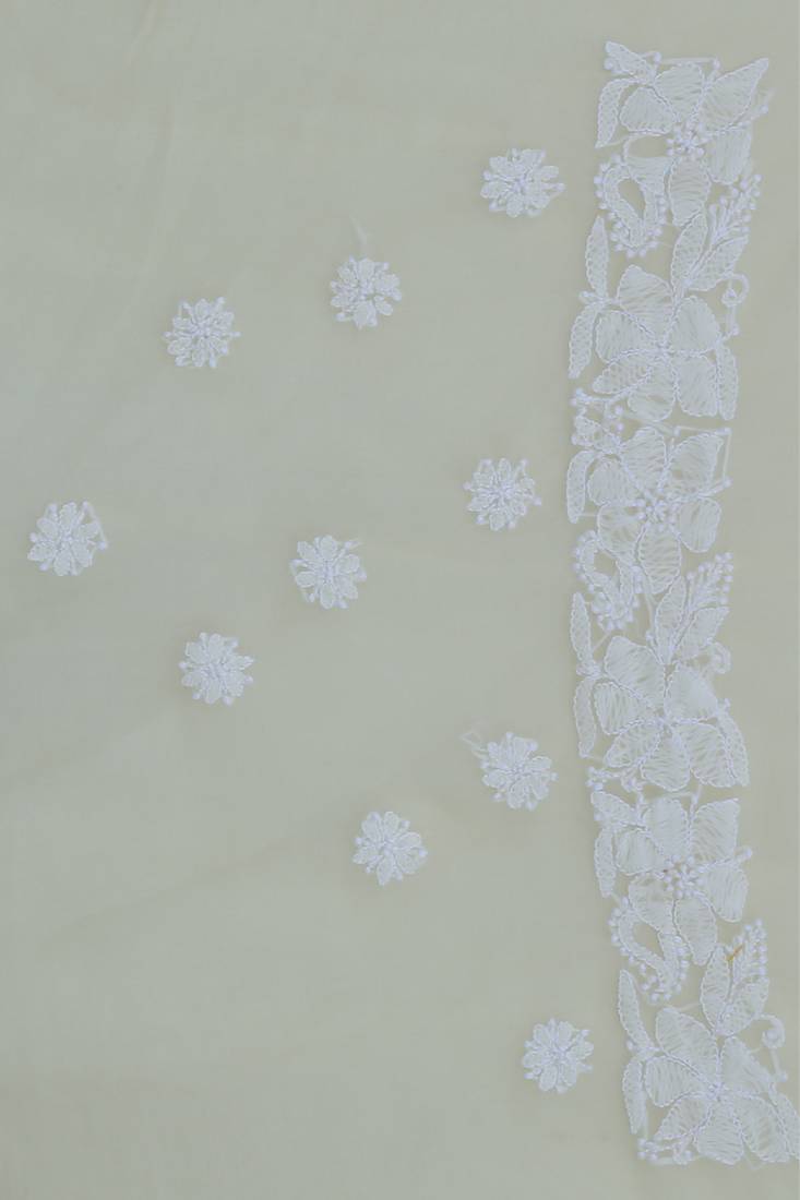 Ada Hand Embroidered Lemon Faux Georgette Lucknow Chikankari Saree With Blouse