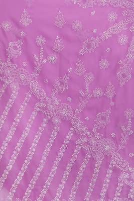 Ada Hand Embroidered Mauve Faux Georgette Lucknow Chikankari Saree With Blouse 3