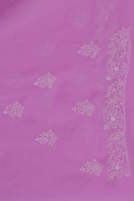 Ada Hand Embroidered Mauve Faux Georgette Lucknow Chikankari Saree With Blouse 4