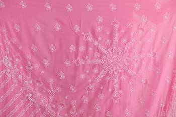 Ada Hand Embroidered Pink Faux Georgette Lucknow Chikankari Saree With Blouse 3