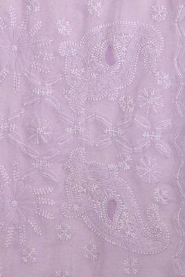 Ada Hand Embroidered LAVENDER  Faux Georgette Lucknow Chikankari Women Saree With Blouse - A129559 3