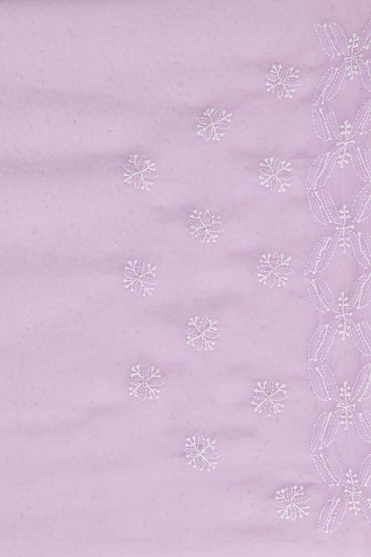 Ada Hand Embroidered LAVENDER  Faux Georgette Lucknow Chikankari Women Saree With Blouse - A129559