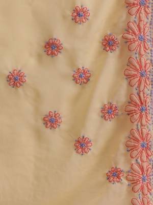 Ada Hand Embroidered Fawn Faux Georgette Lucknow Chikankari Women Saree With Blouse - A159296 4