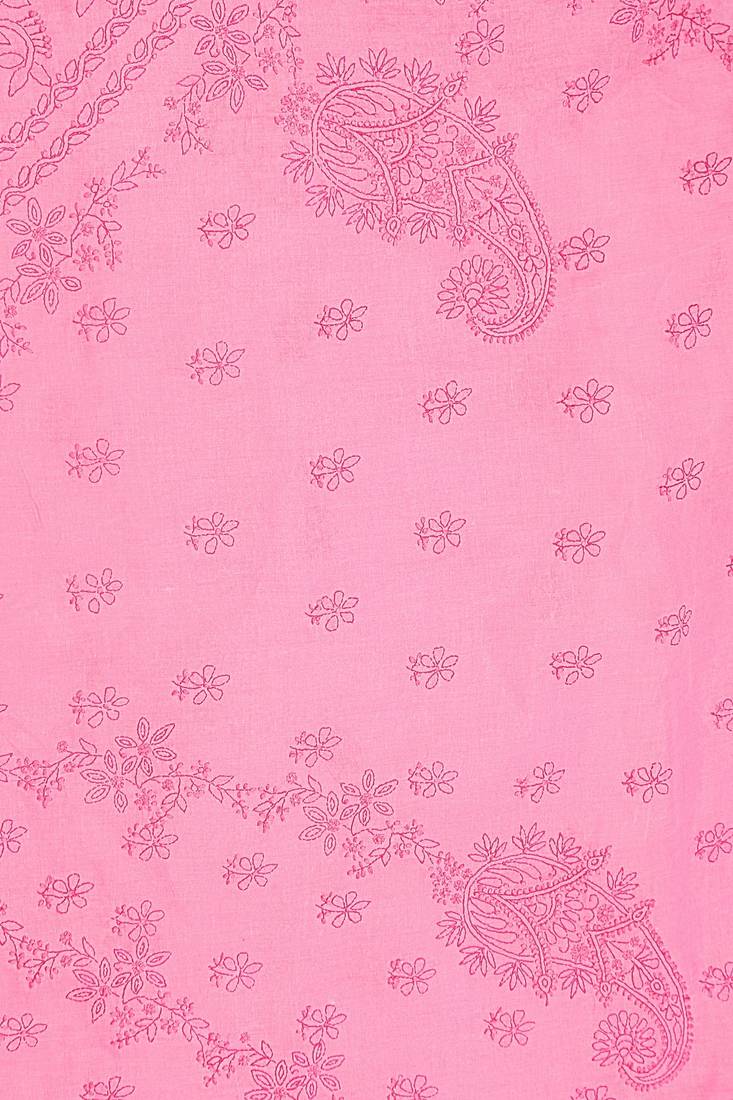 Ada Hand Embroidered Pink Cotton Lucknow Chikankari Saree With Blouse