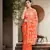 Ada Hand Embroidered Orange Faux Georgette Lucknow Chikankari Women Saree With Blouse - A250039