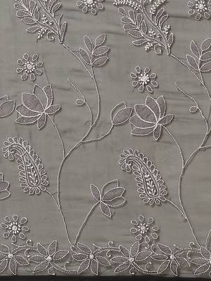 Hand Embroidered Black Faux Georgette Lucknowi Chikankari Saree With Blouse 3