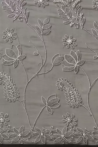 Hand Embroidered Black Faux Georgette Lucknowi Chikankari Saree With Blouse