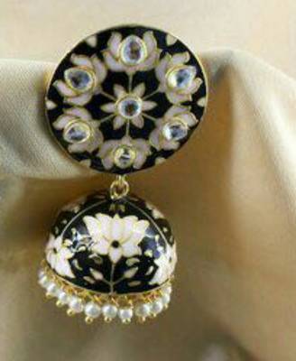 Gold Plated Meenakari Black Jhumki 1