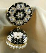 Gold Plated Meenakari Black Jhumki
