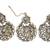 White stone studded round motif earrkings with maang tikka set for women