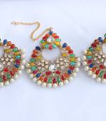 MultiColour Gold Kundan Maang Tikka