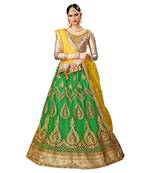 Green Embroidered Net Semi Stitched Lehenga With Dupatta