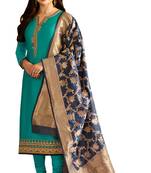 Green embroidered georgette salwar