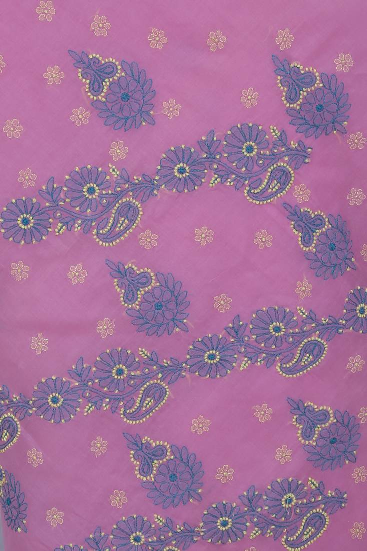 Ada Hand Embroidered Pink Cotton Lucknow Chikankari Saree With Blouse