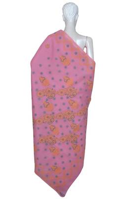 Ada Hand Embroidered Pink Cotton Lucknow Chikankari Saree With Blouse 2