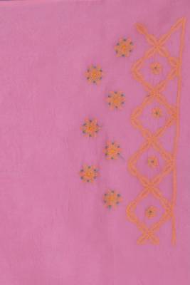 Ada Hand Embroidered Pink Cotton Lucknow Chikankari Saree With Blouse 4