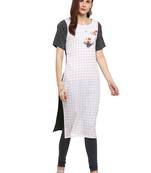 White printed crepe kurtis