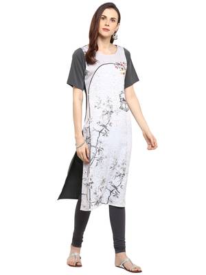White printed crepe kurtis 1