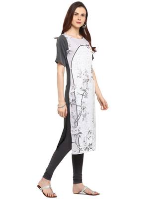 White printed crepe kurtis 4