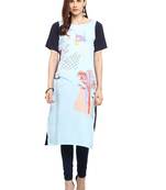 Sky-blue printed crepe kurtis