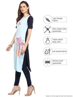Sky-blue printed crepe kurtis 3