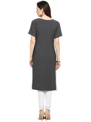 Sky-blue printed crepe kurtis 2