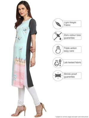 Sky-blue printed crepe kurtis 3