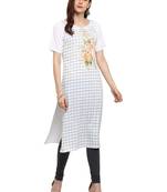 White printed crepe kurtis