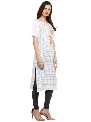White printed crepe kurtis 4
