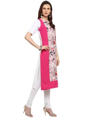 Pink printed crepe kurtis 4